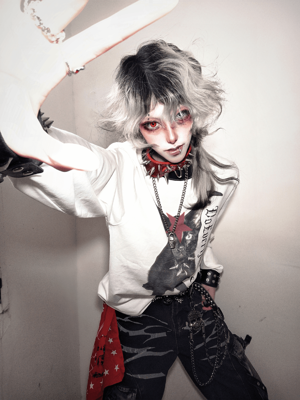 Gothic Cat Graphic Long Sleeve Tee - COPPING THREADS - DETW