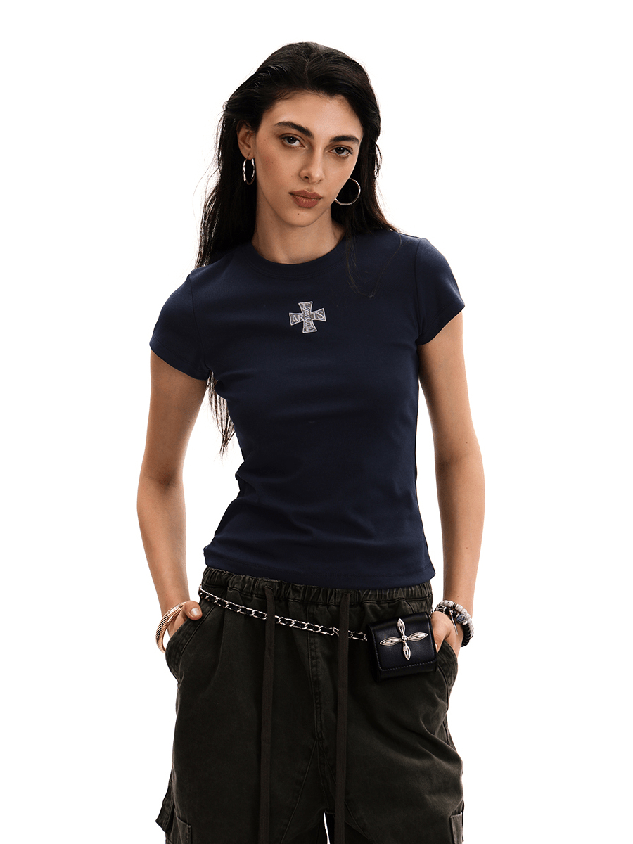 Gothic Cross Logo Fitted Tee - COPPING THREADS - 0123Start