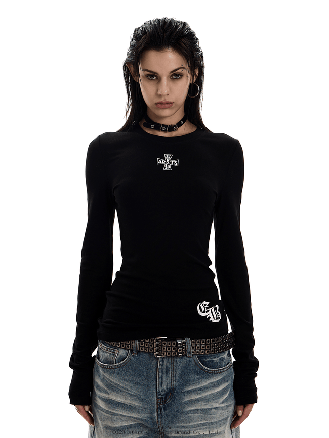 Gothic Cross Slim Fit Long Sleeve Tee - COPPING THREADS - 0123Start Hover Image