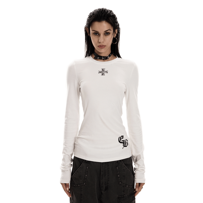 Gothic Cross Slim Fit Long Sleeve Tee Main Image