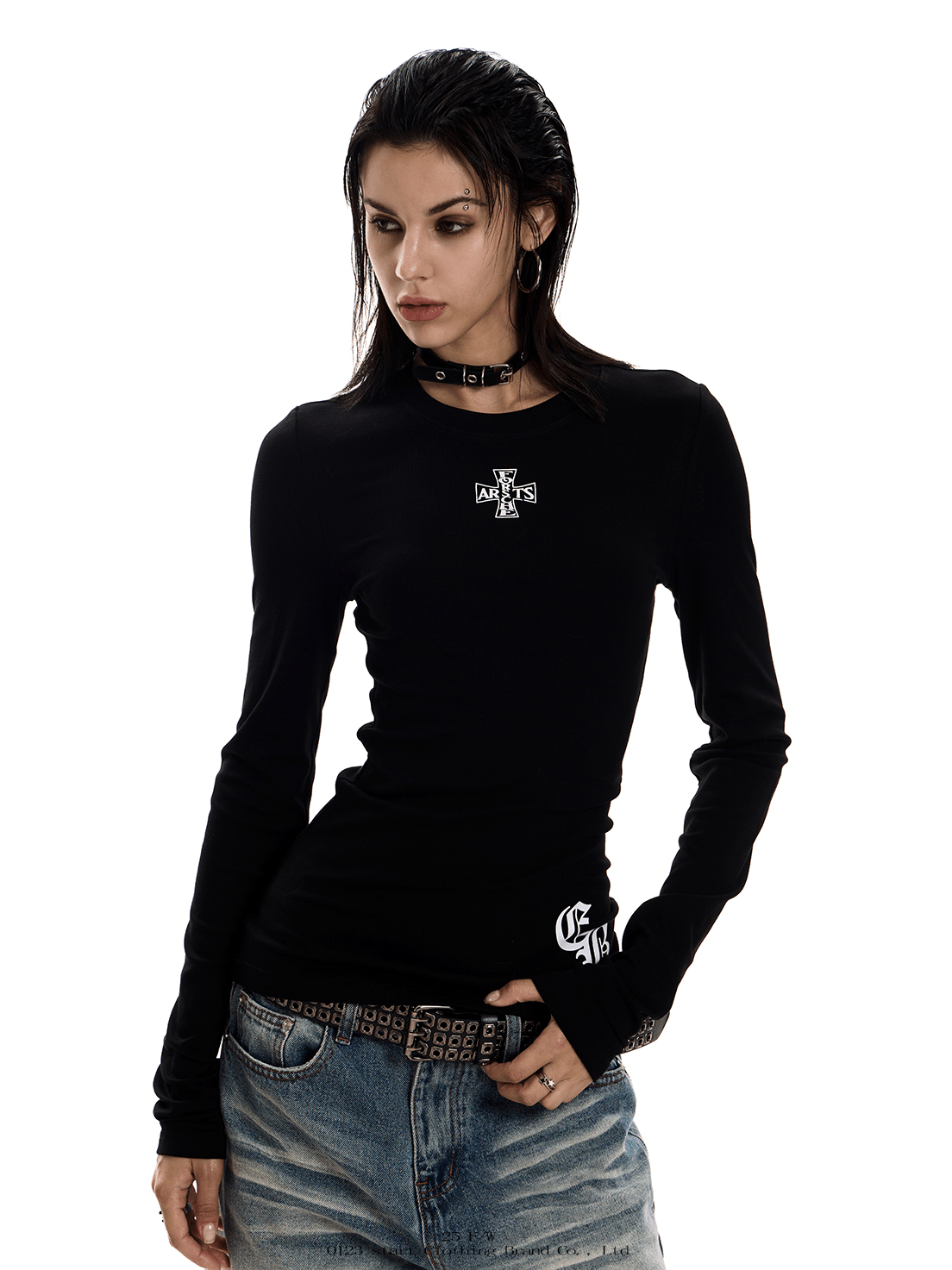 Gothic Cross Slim Fit Long Sleeve Tee - COPPING THREADS - 0123Start