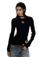 Gothic Cross Slim Fit Long Sleeve Tee - COPPING THREADS - 0123Start