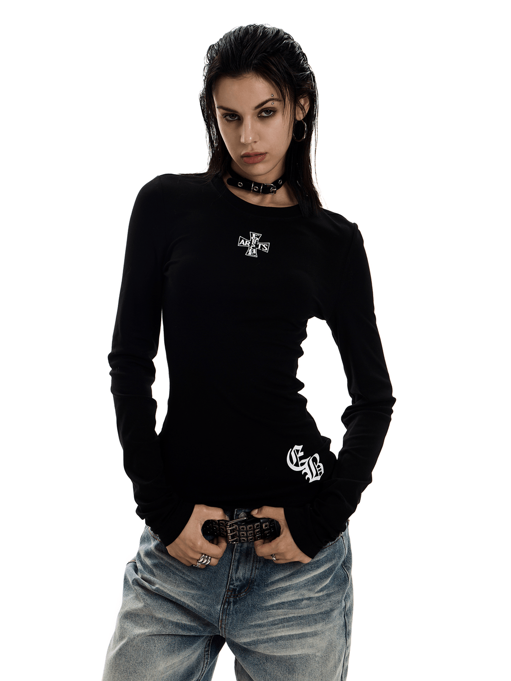 Gothic Cross Slim Fit Long Sleeve Tee - COPPING THREADS - 0123Start