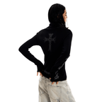 Gothic Cross Slim Zip Knit Cardigan - COPPING THREADS - 0123Start
