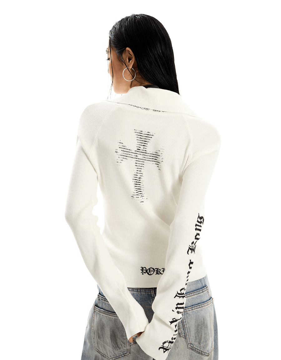 Gothic Cross Slim Zip Knit Cardigan - COPPING THREADS - 0123Start