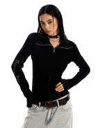 Gothic Cross Slim Zip Knit Cardigan - COPPING THREADS - 0123Start