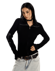 Gothic Cross Slim Zip Knit Cardigan - COPPING THREADS - 0123Start