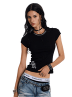 Gothic Letter Print Fitted Tee - COPPING THREADS - 0123Start