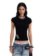 Gothic Letter Print Fitted Tee - COPPING THREADS - 0123Start