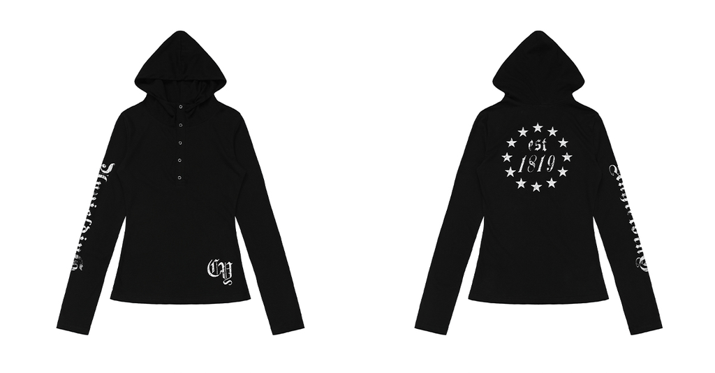 Gothic Slim Fit Hooded Long Sleeve Tee - COPPING THREADS - 0123Start