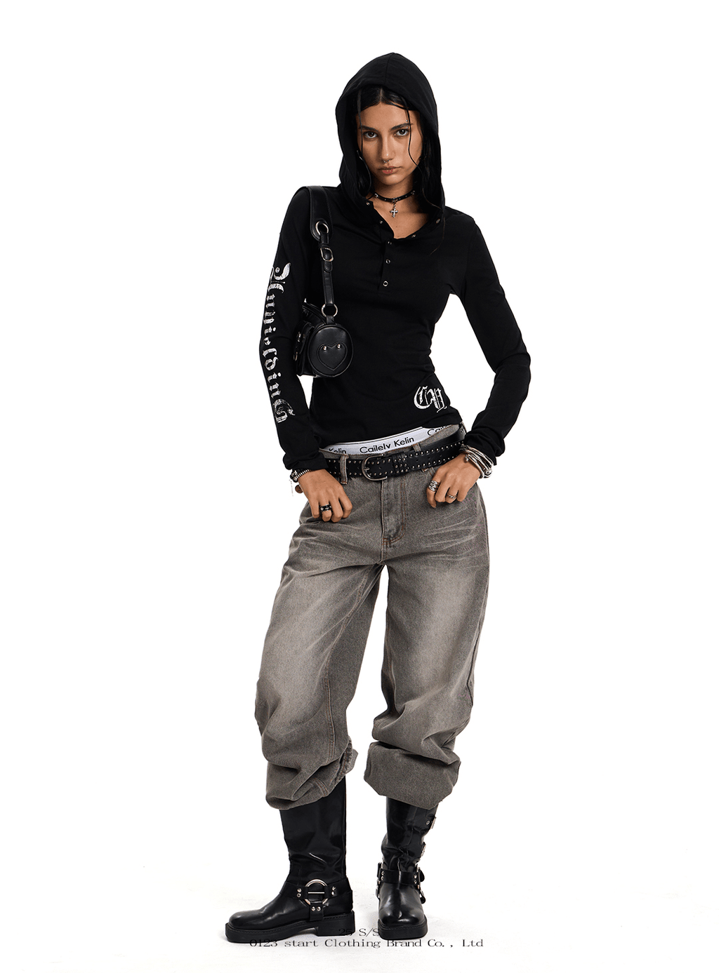 Gothic Slim Fit Hooded Long Sleeve Tee - COPPING THREADS - 0123Start