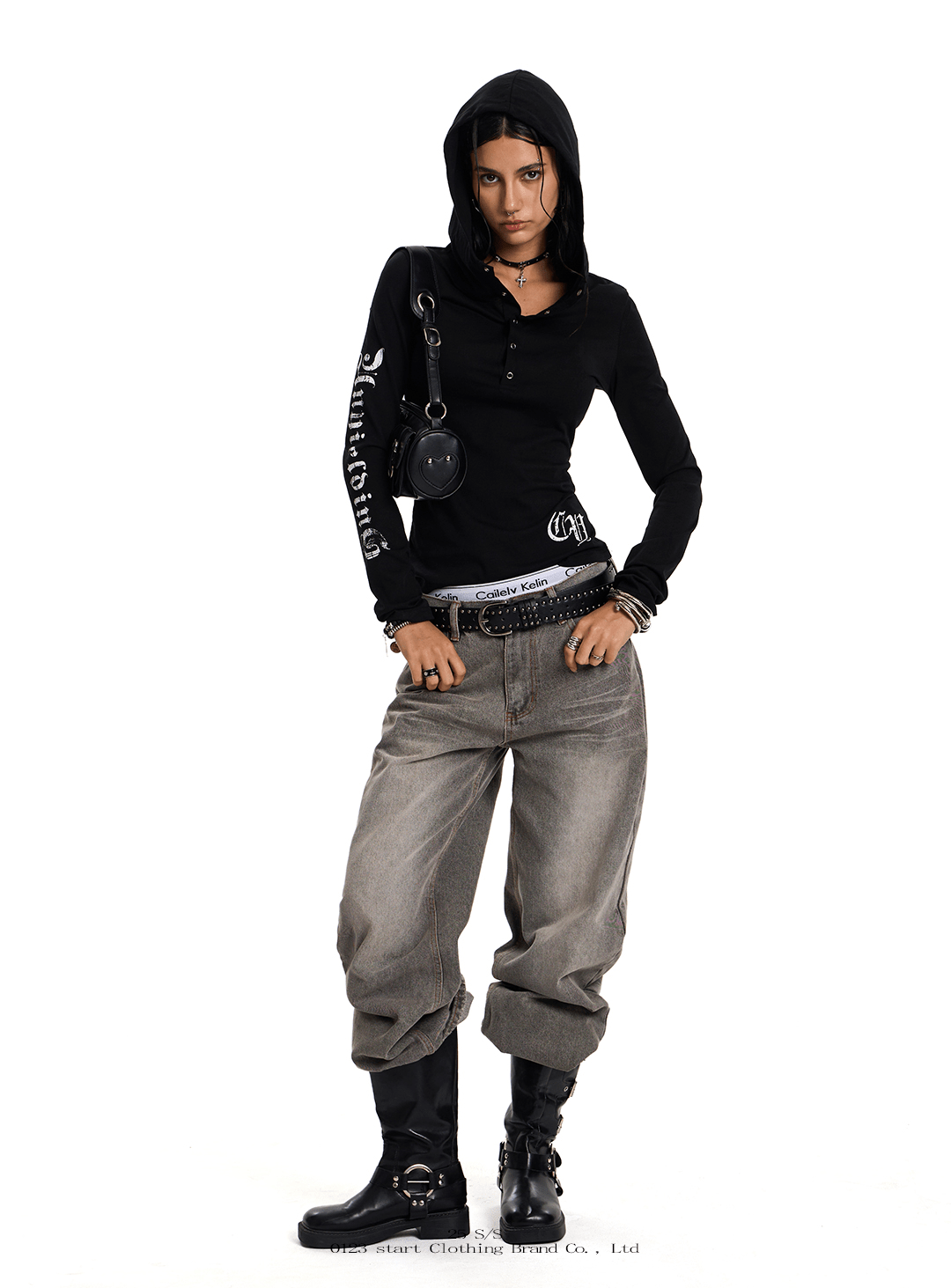 Gothic Slim Fit Hooded Long Sleeve Tee - COPPING THREADS - 0123Start