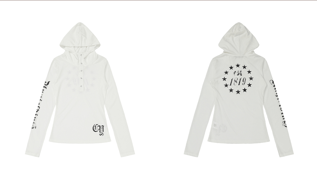 Gothic Slim Fit Hooded Long Sleeve Tee - COPPING THREADS - 0123Start