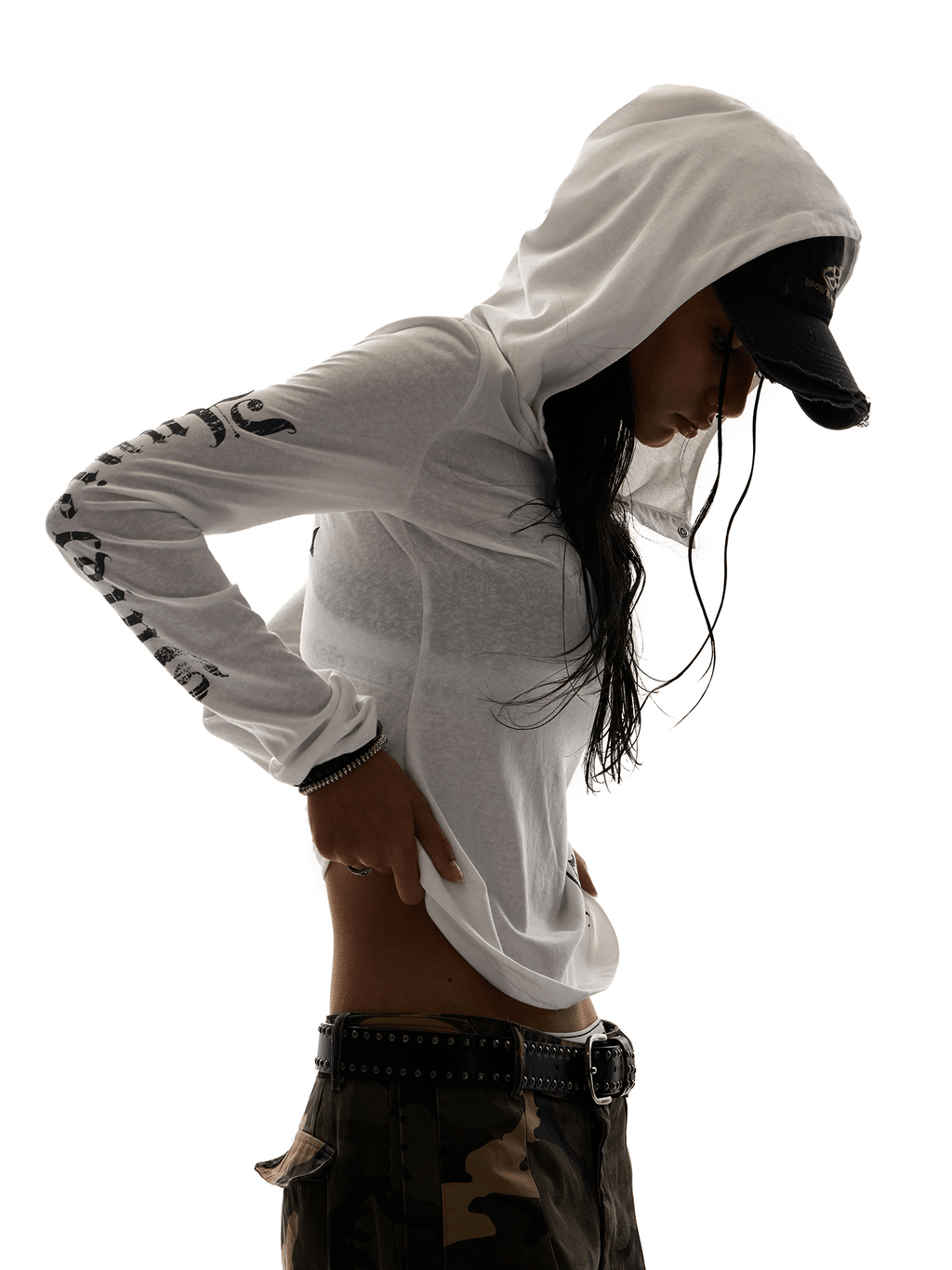 Gothic Slim Fit Hooded Long Sleeve Tee - COPPING THREADS - 0123Start