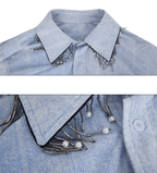 Gradient Pearl Fringe Collar Shirt - COPPING THREADS - ArguE CulturE