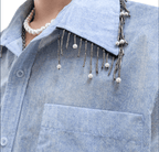 Gradient Pearl Fringe Collar Shirt - COPPING THREADS - ArguE CulturE
