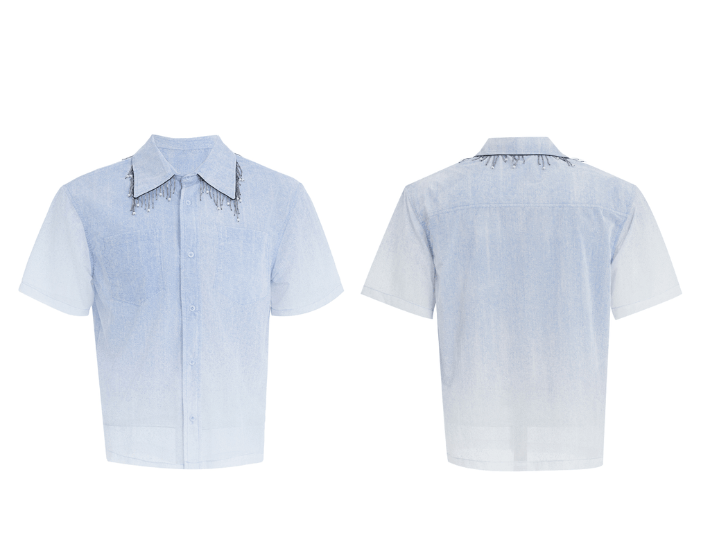 Gradient Pearl Fringe Collar Shirt - COPPING THREADS - ArguE CulturE