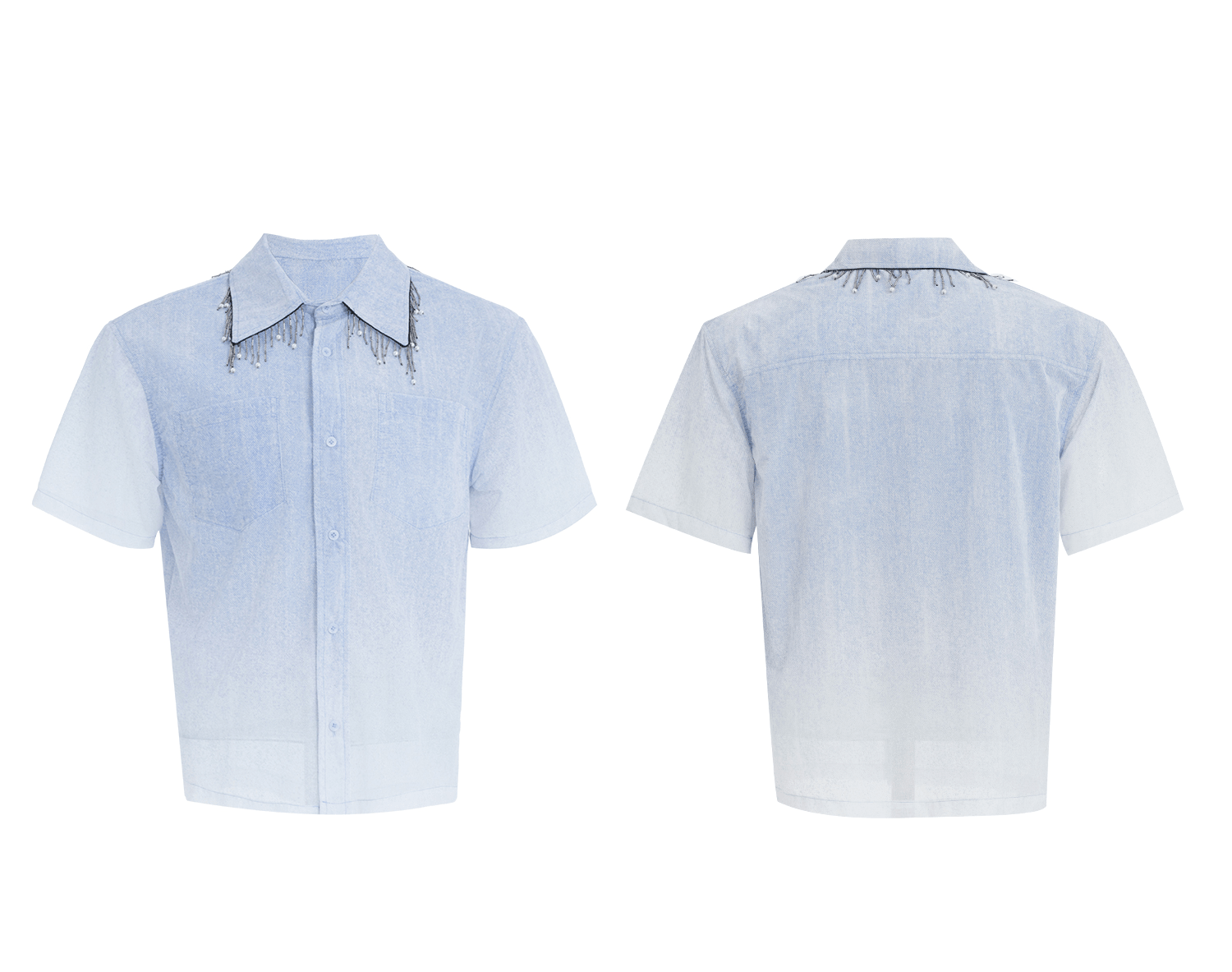 Gradient Pearl Fringe Collar Shirt - COPPING THREADS - ArguE CulturE