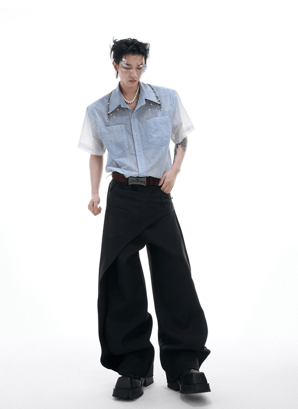 Gradient Pearl Fringe Collar Shirt - COPPING THREADS - ArguE CulturE