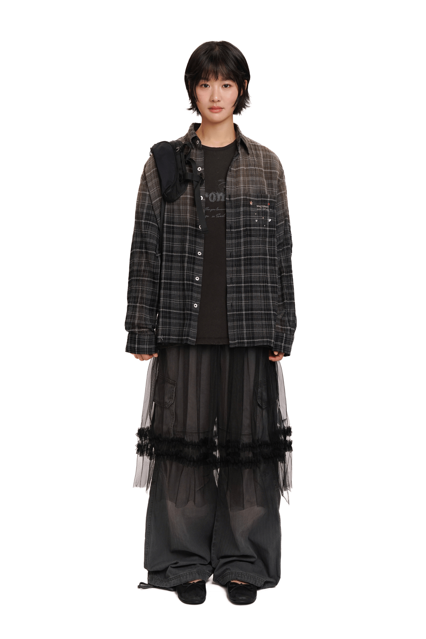 Gradient Plaid Rhinestone Shirt - COPPING THREADS - MOROMORO