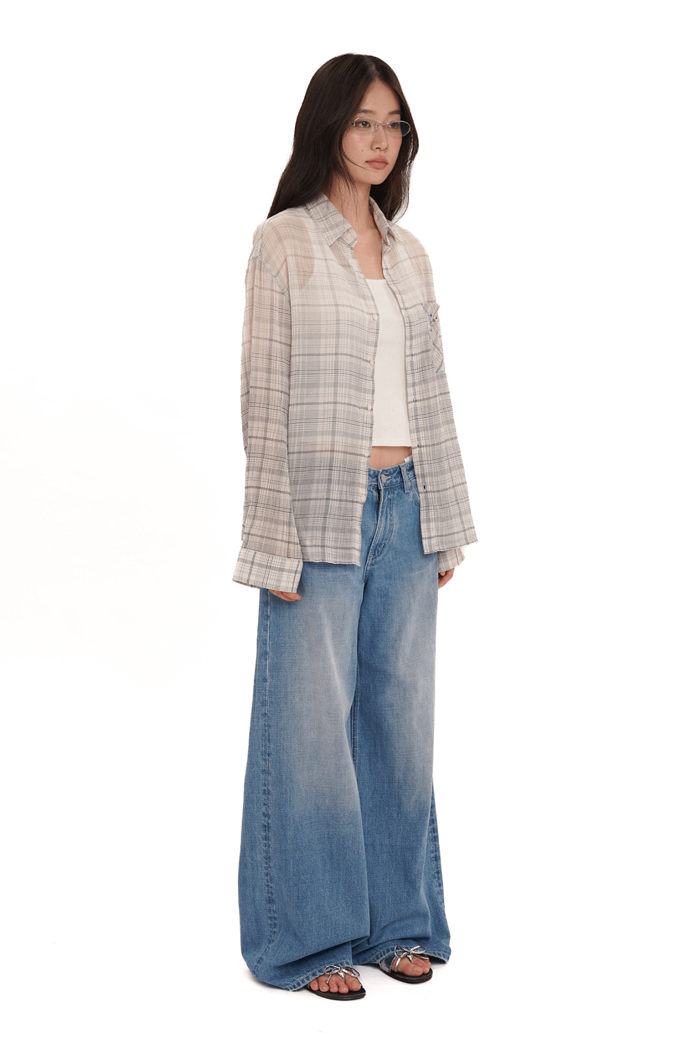 Gradient Plaid Rhinestone Shirt - COPPING THREADS - MOROMORO