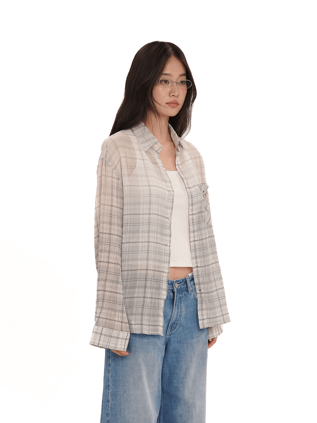 Gradient Plaid Rhinestone Shirt - COPPING THREADS - MOROMORO