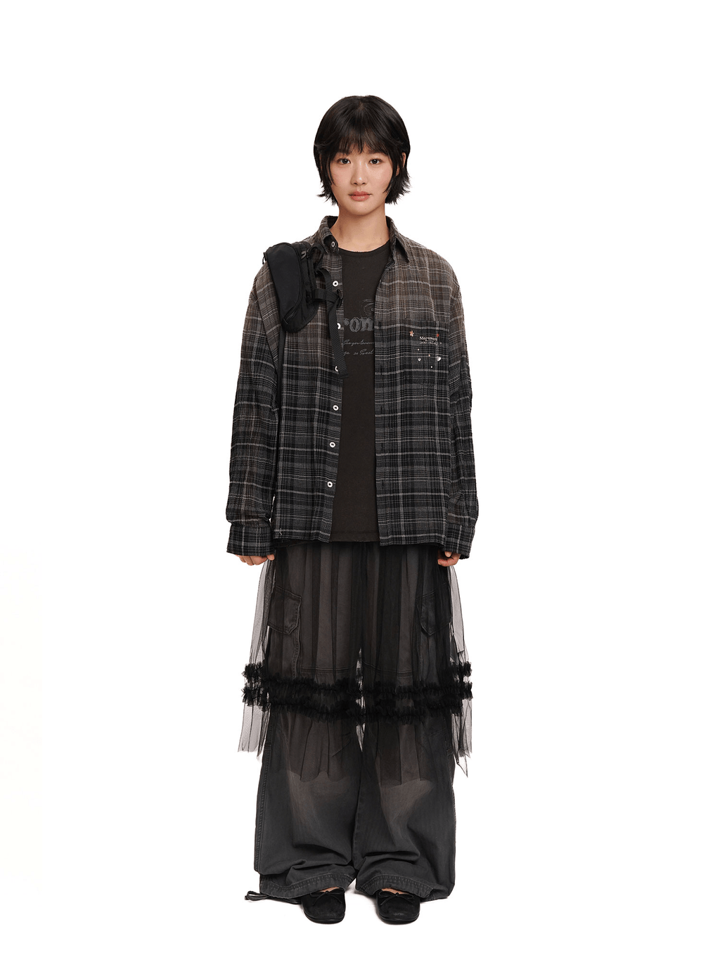 Gradient Plaid Rhinestone Shirt - COPPING THREADS - MOROMORO