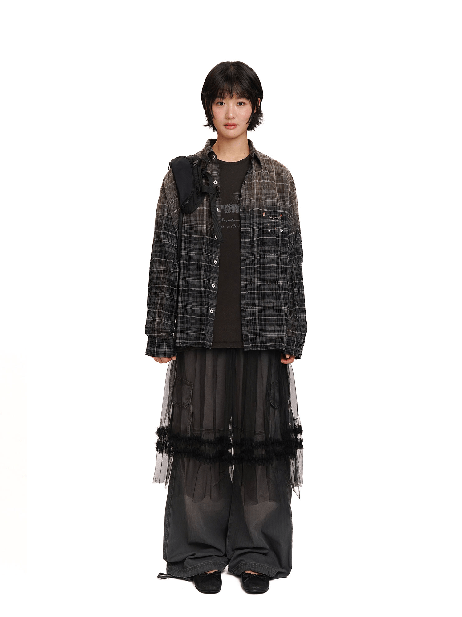 Gradient Plaid Rhinestone Shirt - COPPING THREADS - MOROMORO