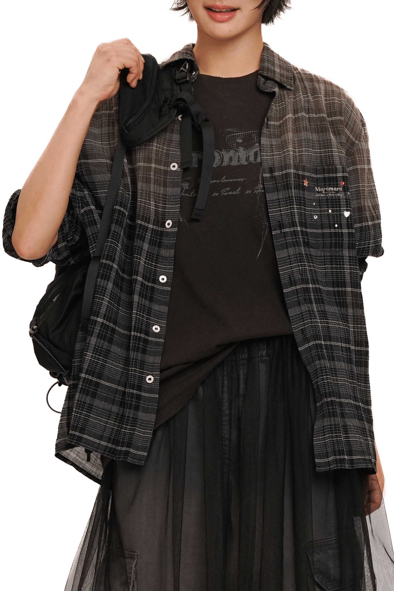 Gradient Plaid Rhinestone Shirt - COPPING THREADS - MOROMORO Main image