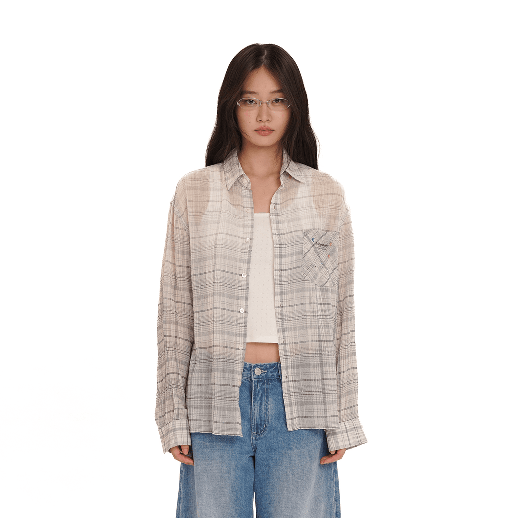 Gradient Plaid Rhinestone Shirt - COPPING THREADS - MOROMORO