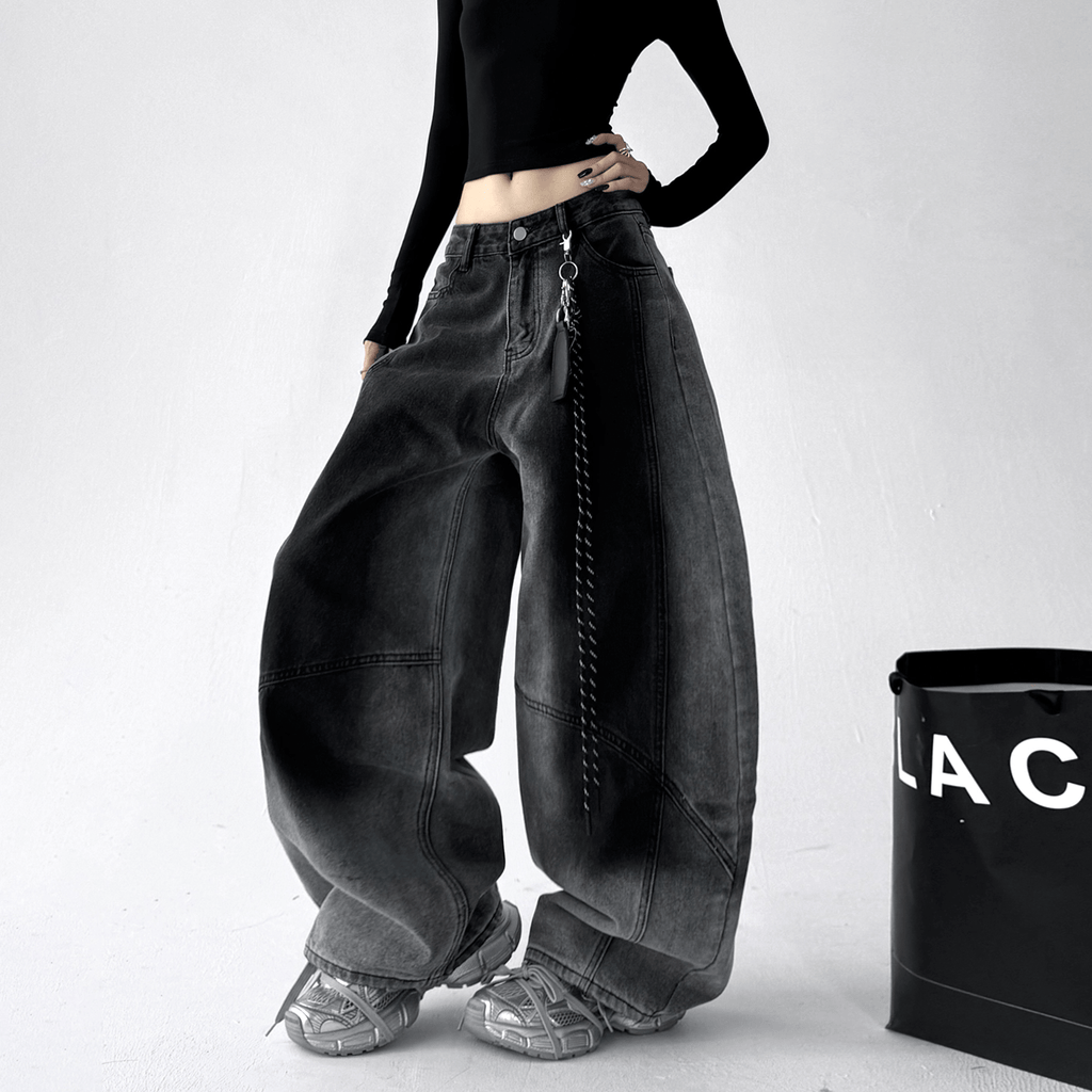 Gradient Wash Curved‑Panel Wide‑Leg Jeans - COPPING THREADS - CT Select