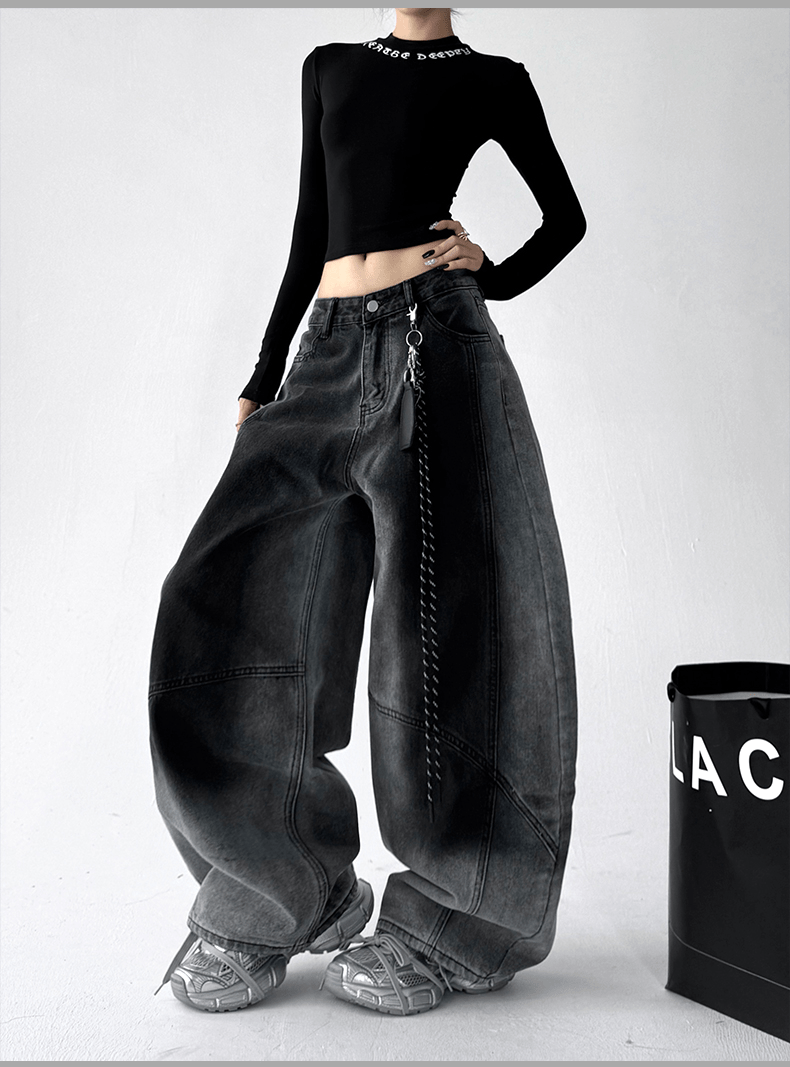 Gradient Wash Curved‑Panel Wide‑Leg Jeans - COPPING THREADS - CT Select