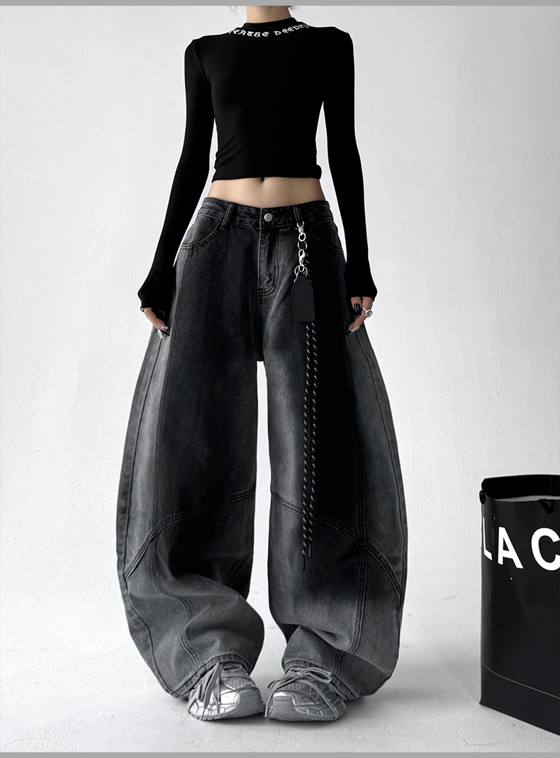 Gradient Wash Curved‑Panel Wide‑Leg Jeans - COPPING THREADS - CT Select