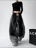 Gradient Wash Curved‑Panel Wide‑Leg Jeans - COPPING THREADS - CT Select