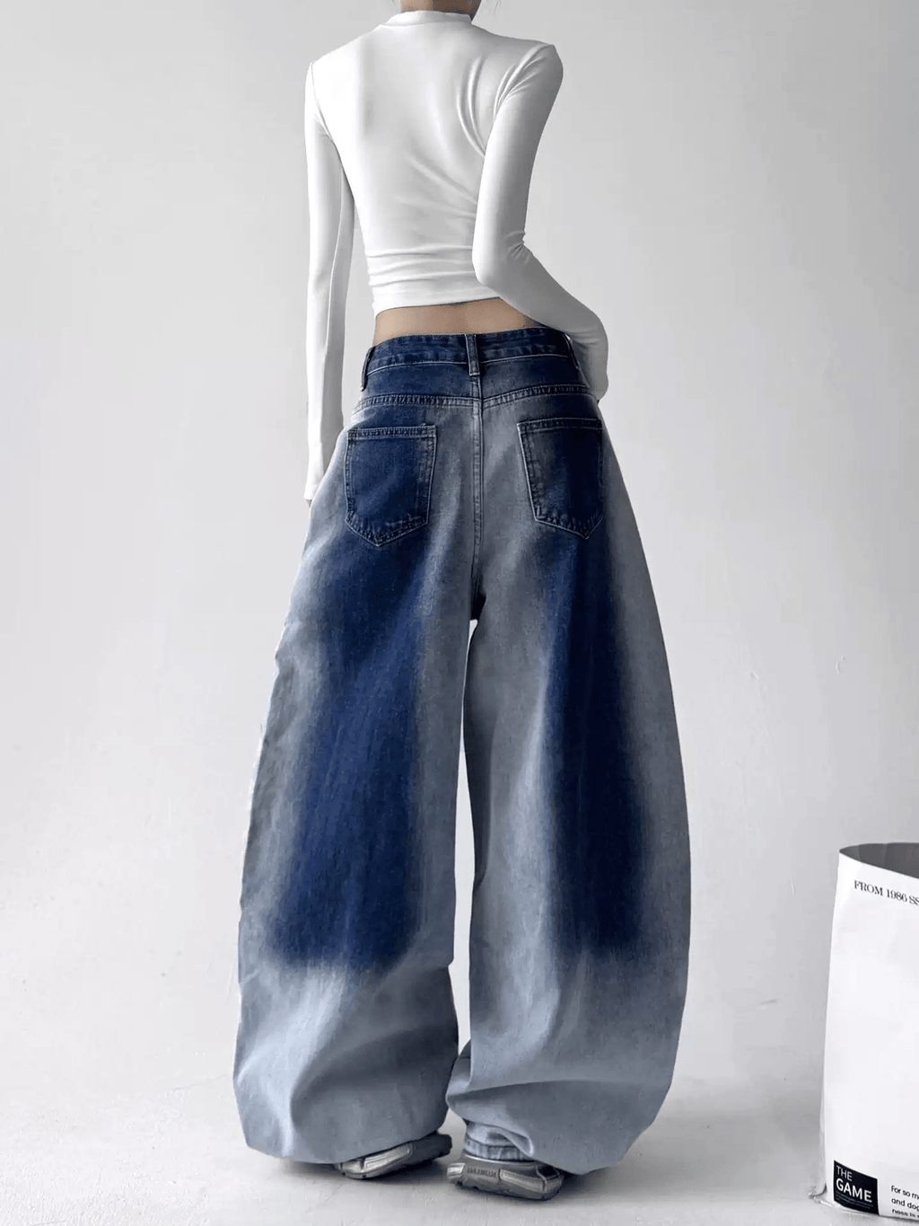 Gradient Wash Curved‑Panel Wide‑Leg Jeans - COPPING THREADS - CT Select