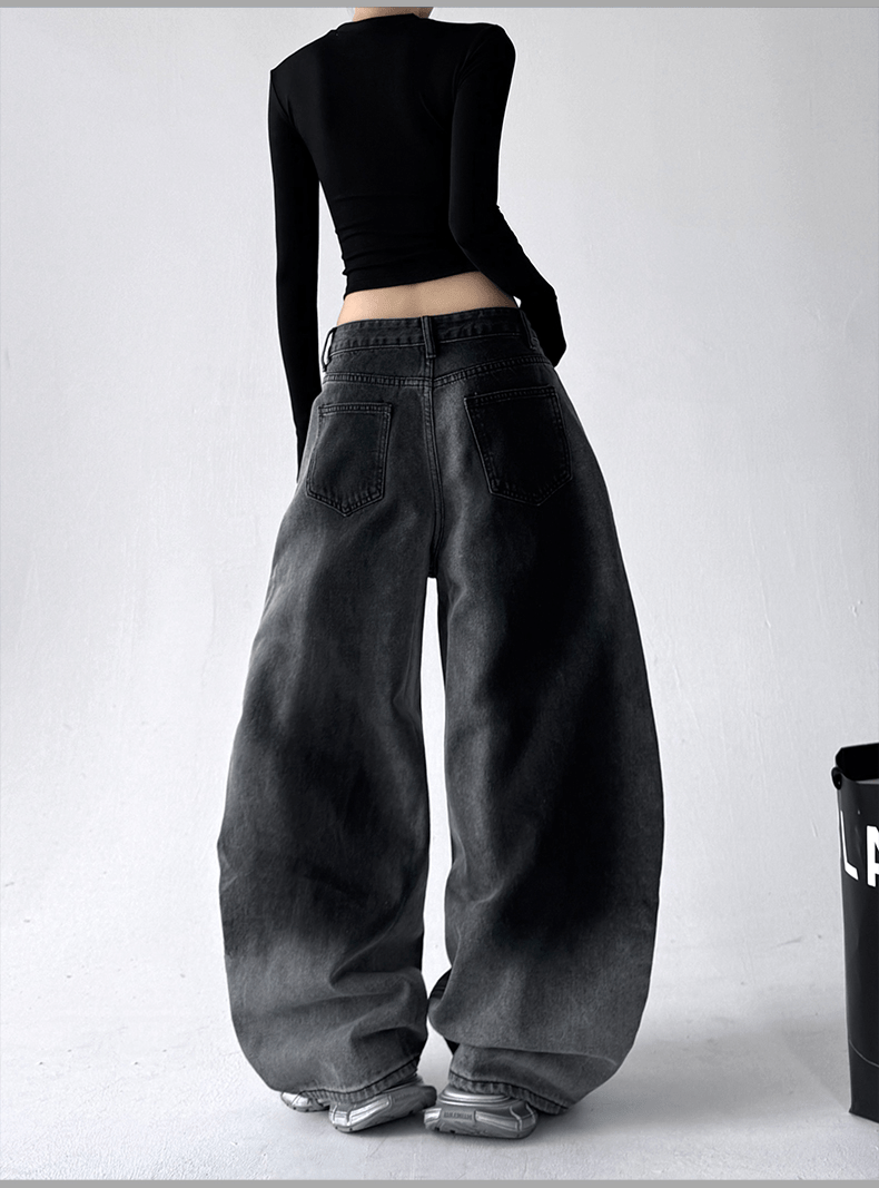 Gradient Wash Curved‑Panel Wide‑Leg Jeans - COPPING THREADS - CT Select