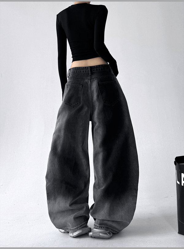 Gradient Wash Curved‑Panel Wide‑Leg Jeans - COPPING THREADS - CT Select
