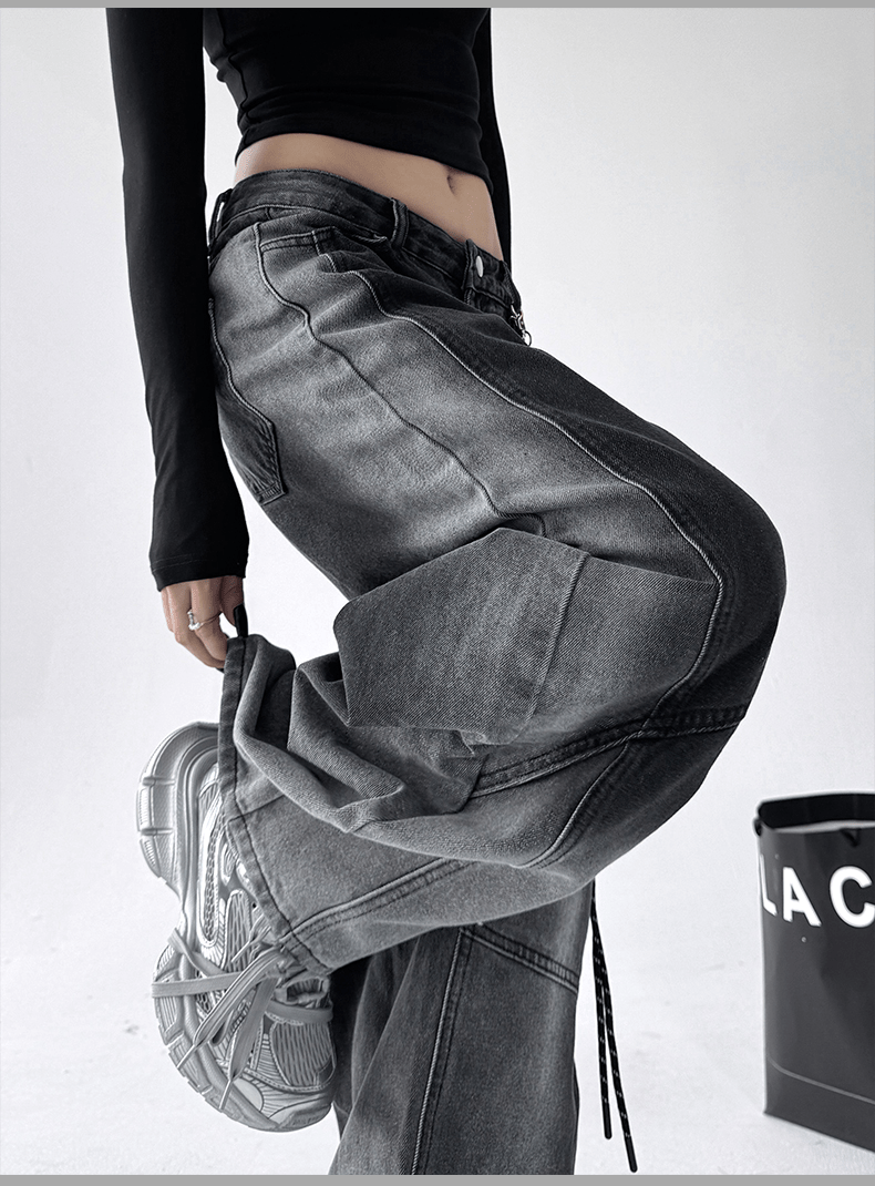 Gradient Wash Curved‑Panel Wide‑Leg Jeans - COPPING THREADS - CT Select