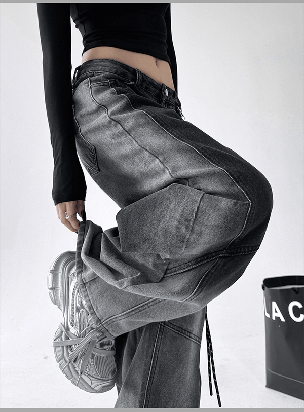 Gradient Wash Curved‑Panel Wide‑Leg Jeans - COPPING THREADS - CT Select