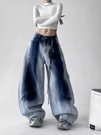 Gradient Wash Curved‑Panel Wide‑Leg Jeans - COPPING THREADS - CT Select