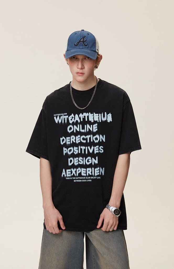 Graffiti Letter Print Tee - COPPING THREADS - CATTEE