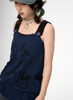 Graffiti Striped Ruffle Hem Tank Top - COPPING THREADS - CT Coquette