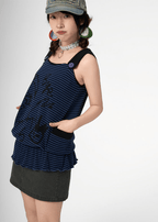 Graffiti Striped Ruffle Hem Tank Top - COPPING THREADS - CT Coquette