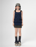 Graffiti Striped Ruffle Hem Tank Top - COPPING THREADS - CT Coquette