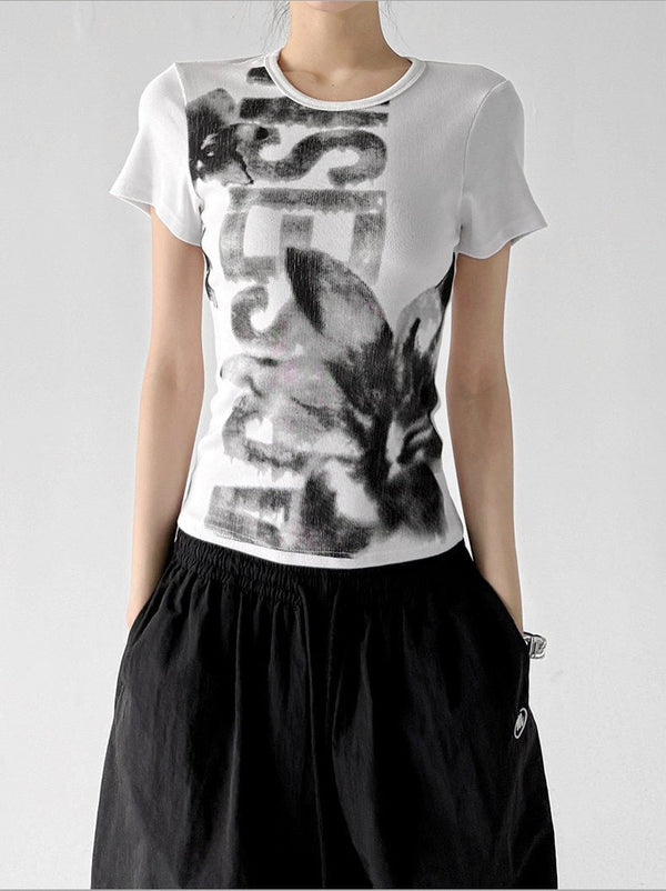 Graphic Fitted Crop T-Shirt - CT913 - COPPING THREADS - CT ORIGINALS