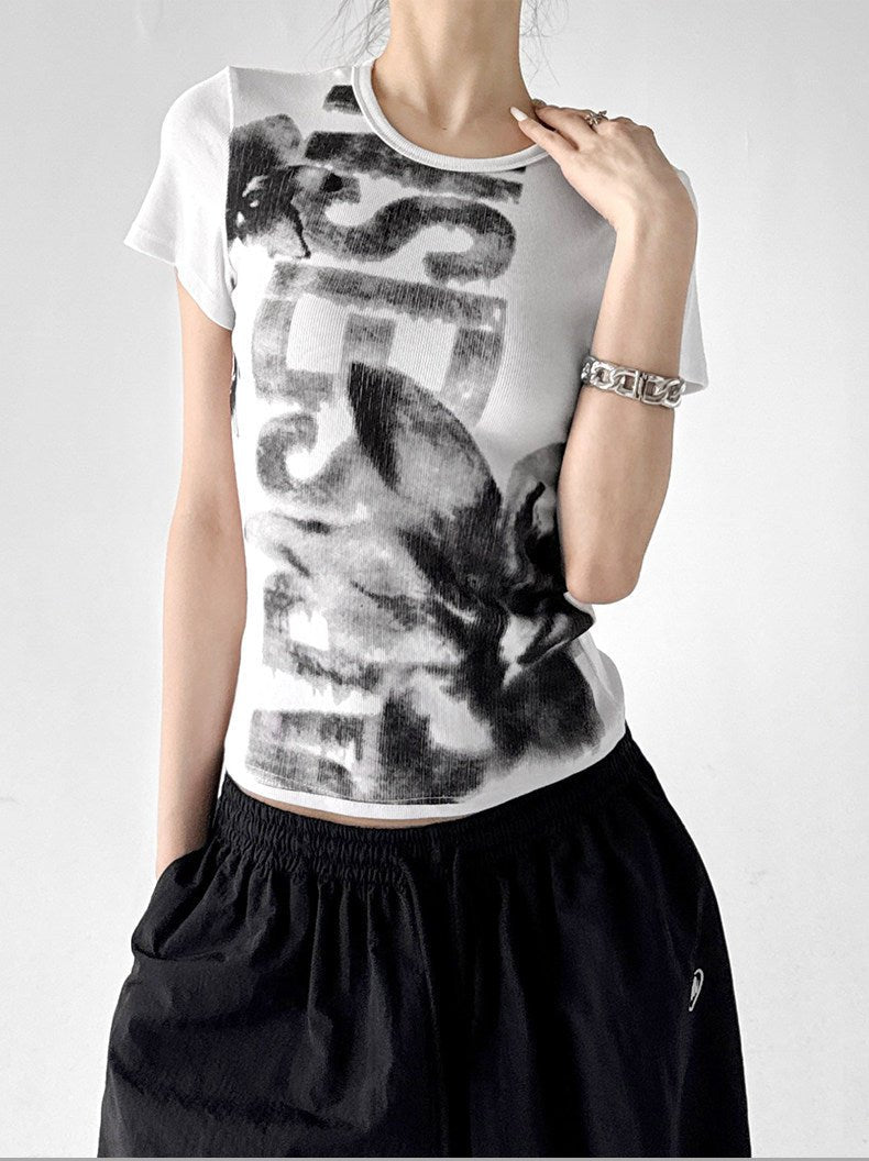 Graphic Fitted Crop T-Shirt - CT913 - COPPING THREADS - CT ORIGINALS