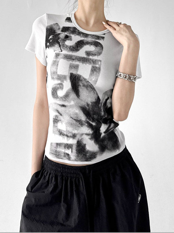 Graphic Fitted Crop T-Shirt - CT913 - COPPING THREADS - CT ORIGINALS