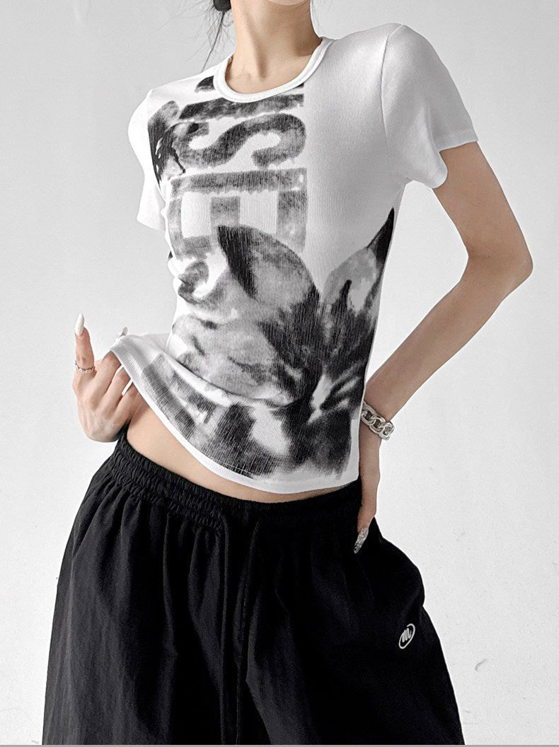 Graphic Fitted Crop T-Shirt - CT913 - COPPING THREADS - CT ORIGINALS