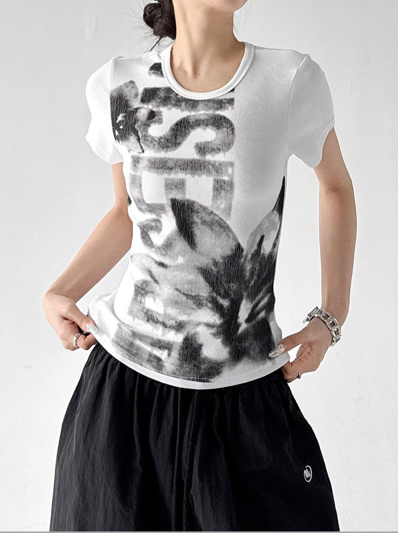 Graphic Fitted Crop T-Shirt - CT913 - COPPING THREADS - CT ORIGINALS