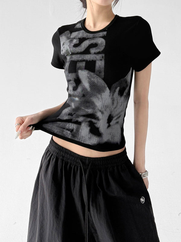 Graphic Fitted Crop T-Shirt - CT913 - COPPING THREADS - CT ORIGINALS